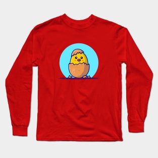 Cute Chick Egg Cartoon Vector Icon Illustration Long Sleeve T-Shirt